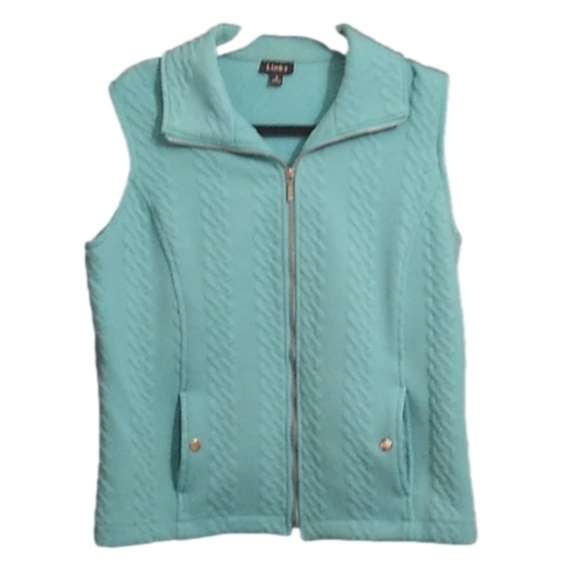 Links Jackets & Blazers - Links green sweater vest with snap pockets